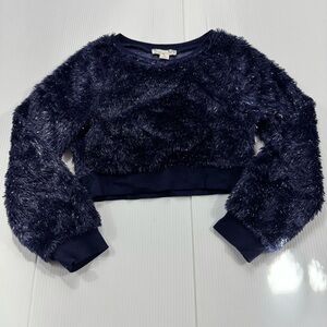 580. Girls Knitworks Navy Fuzzy Sweatshirt (12)